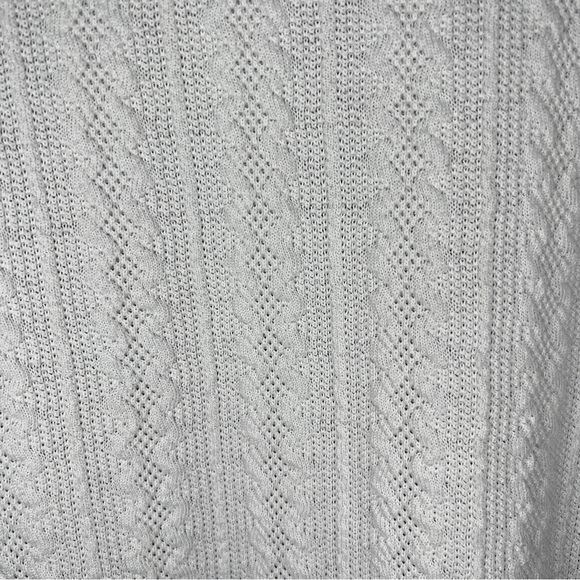 Large Urban Romantics White Cable Knit Cap Sleeve Sweatshirt Stretch Neutral - Picture 7 of 8